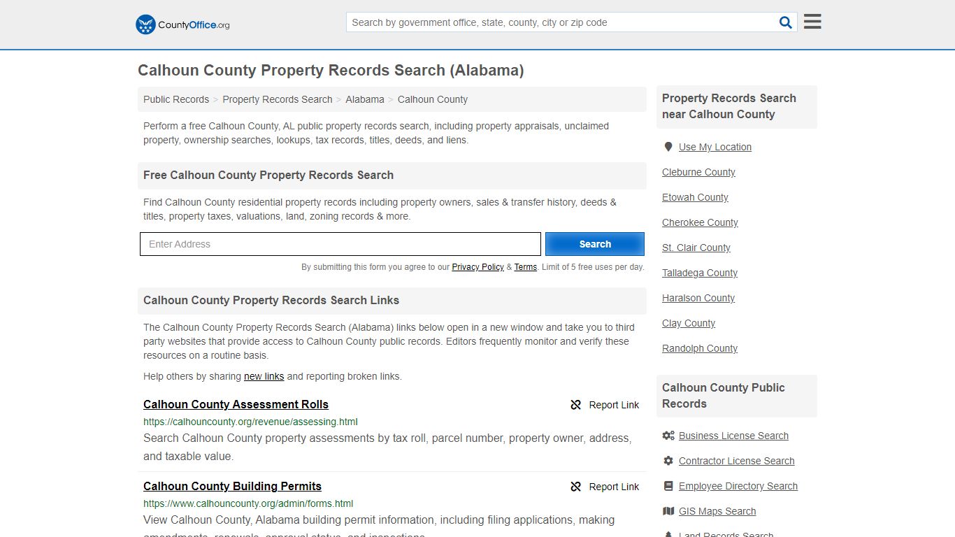 Property Records Search - Calhoun County, AL (Assessments ...