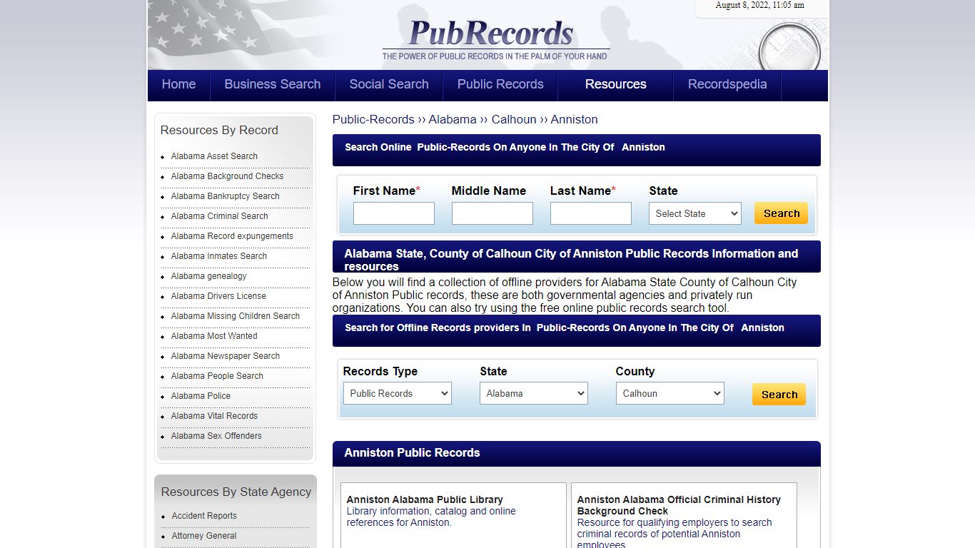 Anniston, Calhoun County, Alabama Public Records